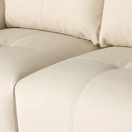 Kansas Faux Leather 3 + 2 Seater Sofa Set In Ivory
