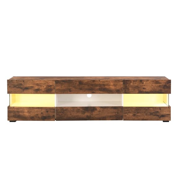 Kiefer Wooden TV Stand In Rustic Oak With LED Lighting