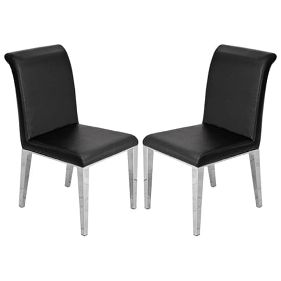 Kinston Black Faux Leather Dining Chairs In Pair