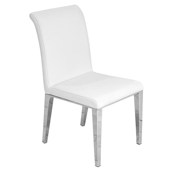 Kinston Faux Leather Dining Chair In White With Chrome Legs
