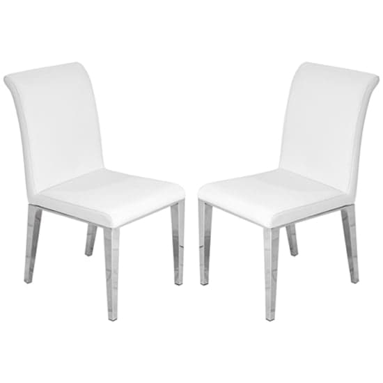 Kinston White Faux Leather Dining Chairs In Pair