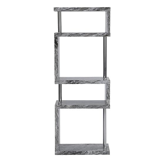Maharani High Gloss Grey Shelving Unit In Melange Marble Effect