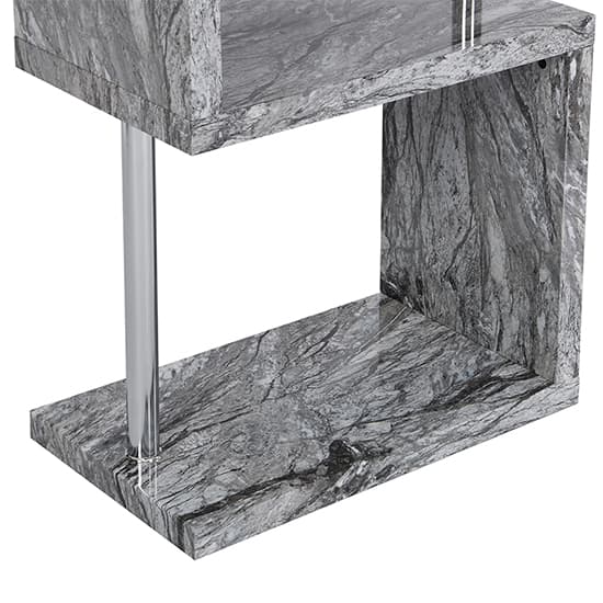 Maharani High Gloss Grey Shelving Unit In Melange Marble Effect