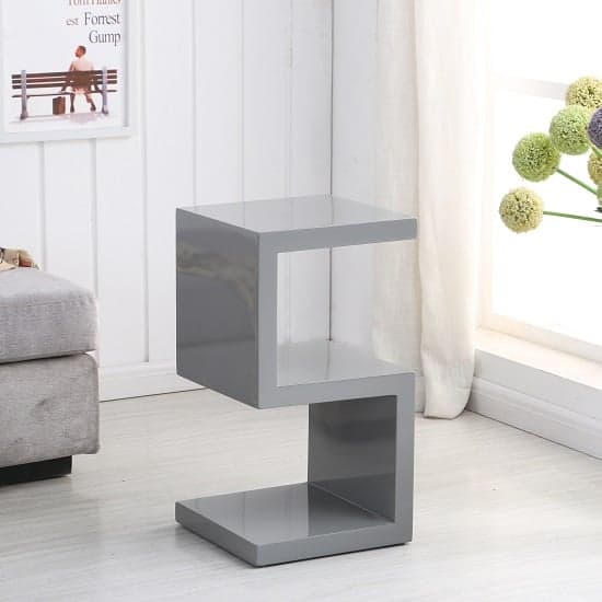 Maharani High Gloss S Shape Design Side Table In Grey