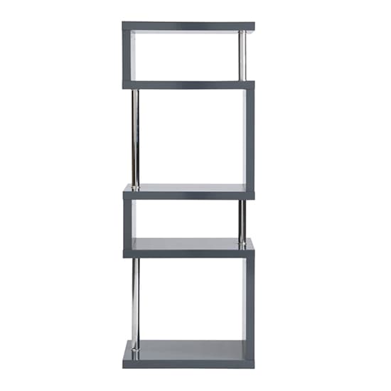 Maharani High Gloss Slim Shelving Unit In Grey