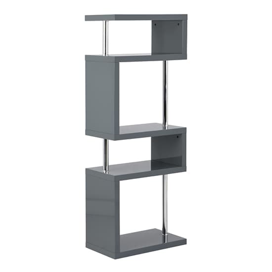 Maharani High Gloss Slim Shelving Unit In Grey