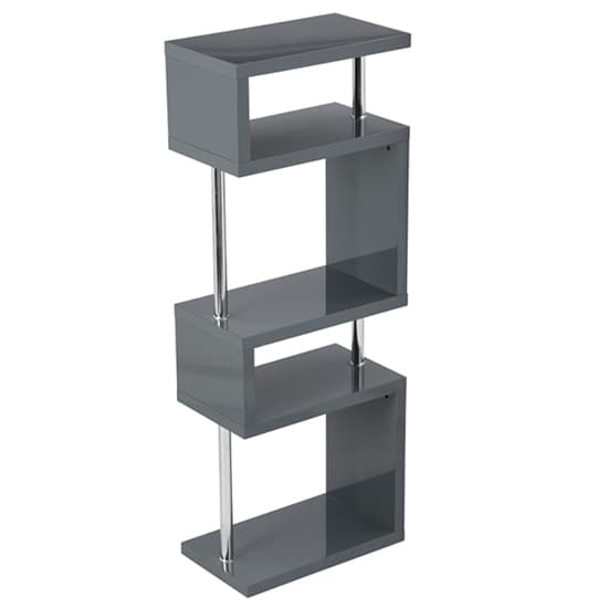 Maharani High Gloss Slim Shelving Unit In Grey