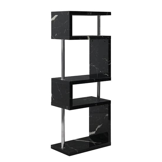 Maharani High Gloss Slim Shelving Unit In Milano Marble Effect