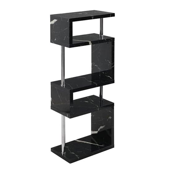 Maharani High Gloss Slim Shelving Unit In Milano Marble Effect