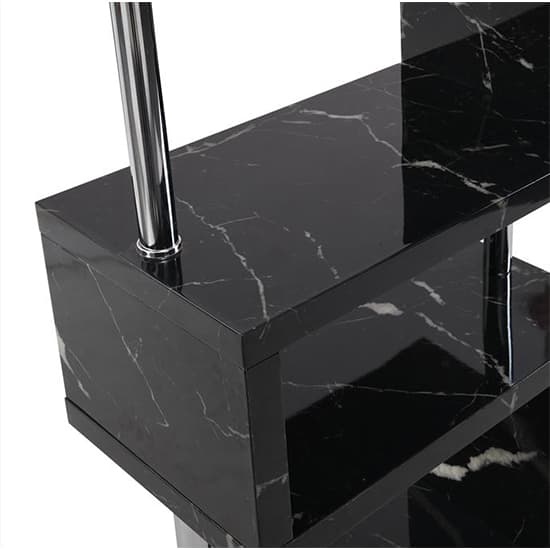 Maharani High Gloss Slim Shelving Unit In Milano Marble Effect