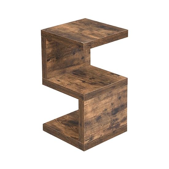 Maharani Wooden S Shape Design Side Table In Rustic Oak