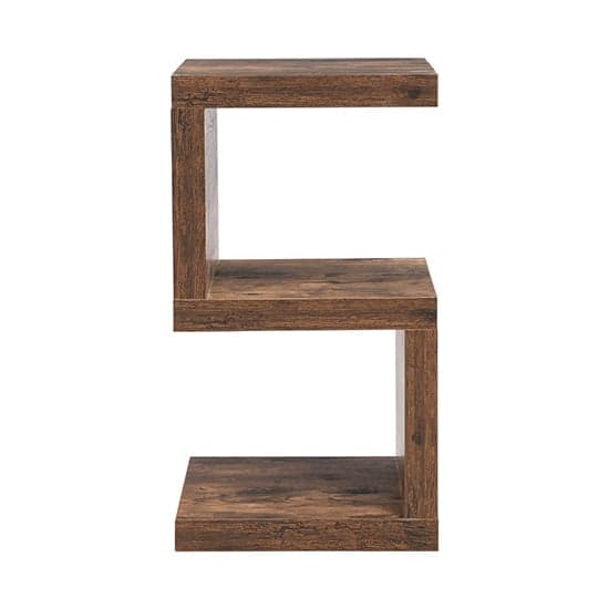 Maharani Wooden S Shape Design Side Table In Rustic Oak