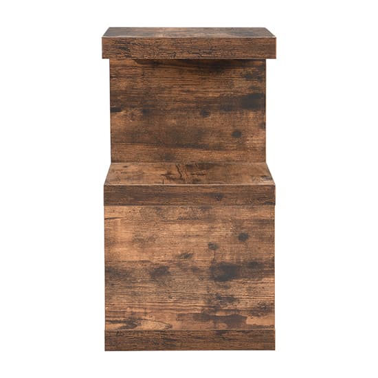 Maharani Wooden S Shape Design Side Table In Rustic Oak