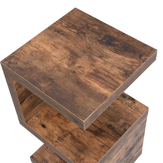 Maharani Wooden S Shape Design Side Table In Rustic Oak