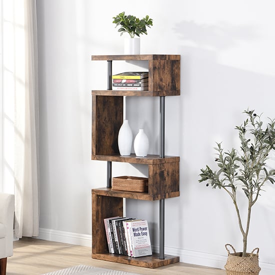 Maharani Wooden Shelving Unit In Rustic Oak