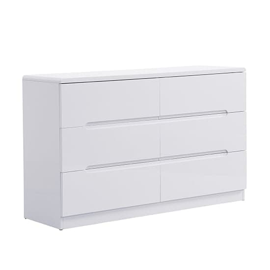 Manistee Wide High Gloss Chest Of 6 Drawers In White