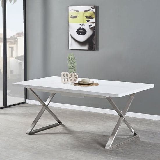Mayetta Extending High Gloss Dining Table In White