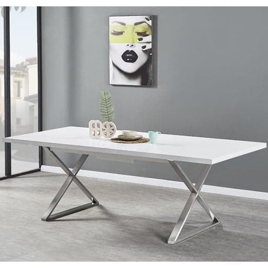 Mayetta Extending White Dining Table 6 Petersburg Grey White Chairs
