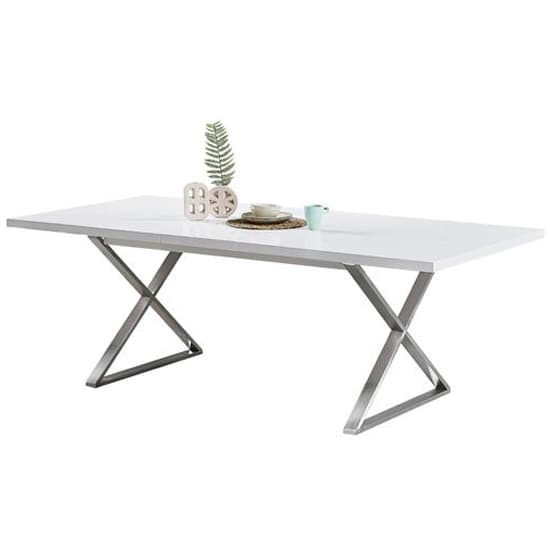 Mayetta Extending White Dining Table With 6 Versilia White Chairs
