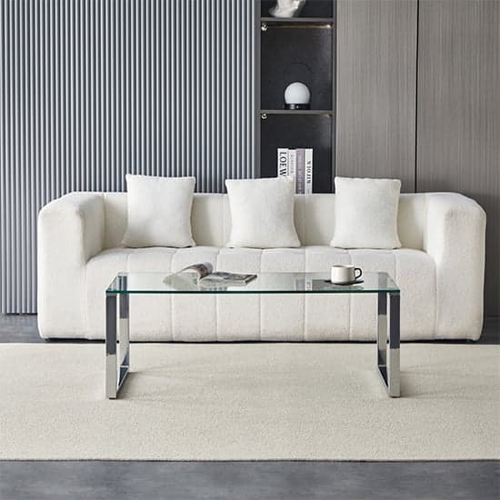 Medellin Clear Glass Rectangular Coffee Table With Chrome Legs