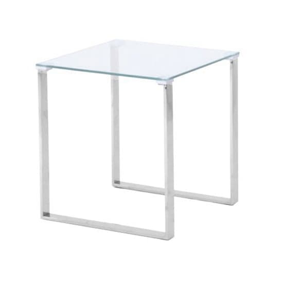 Medellin Clear Glass Side Lamp Table With Chrome Legs