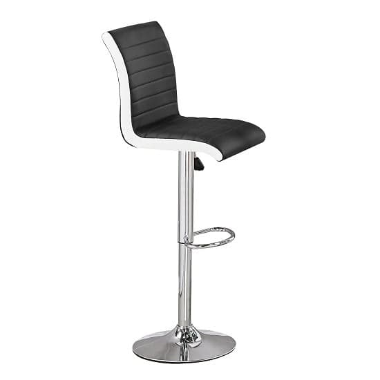 Cortina Melange Marble Effect Bar Table With 4 Riga Black White Stools