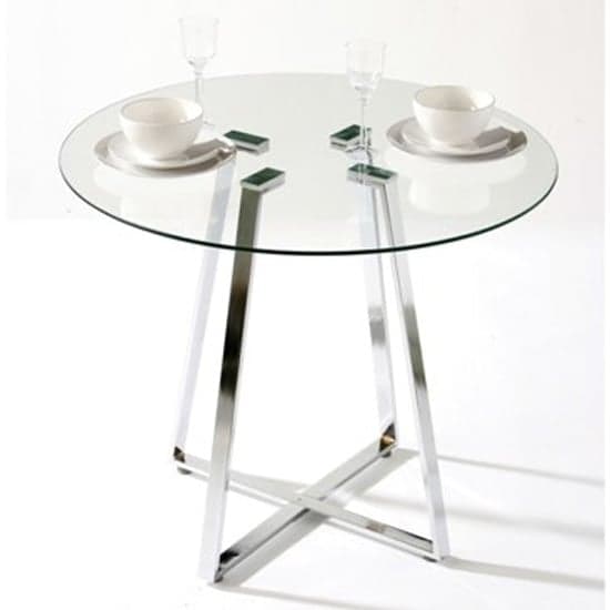 Mendon Round Clear Glass Top Dining Table With Chrome Legs