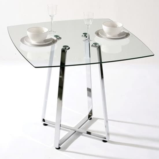 Mendon Square Clear Glass Top Dining Table With Chrome Legs