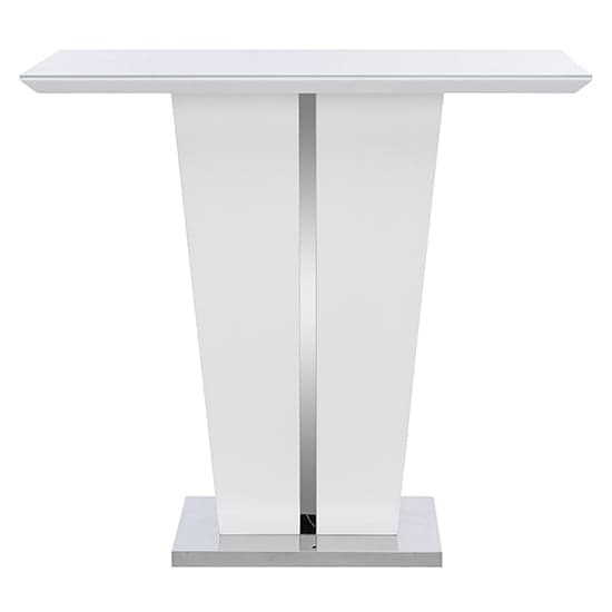 Merrill High Gloss Bar Table In White With Glass Top
