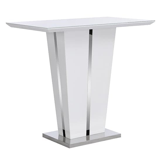 Merrill High Gloss Bar Table In White With Glass Top
