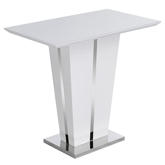 Merrill High Gloss Bar Table In White With Glass Top