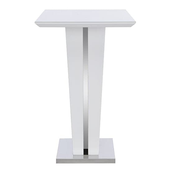 Merrill High Gloss Bar Table In White With Glass Top