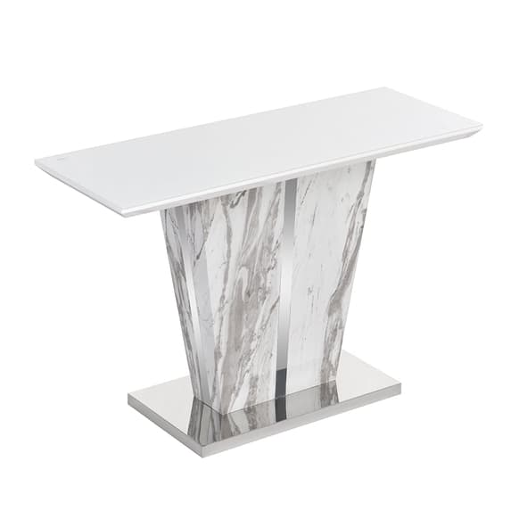 Merrill High Gloss Console Table In Filo Marble Effect Glass Top