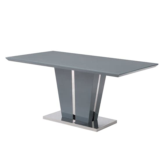 Merrill Large High Gloss Dining Table In Grey With Glass Top