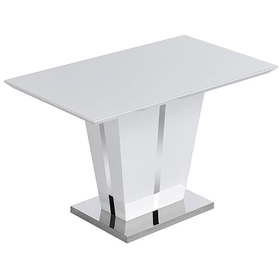Merrill Small High Gloss Dining Table In White With Glass Top
