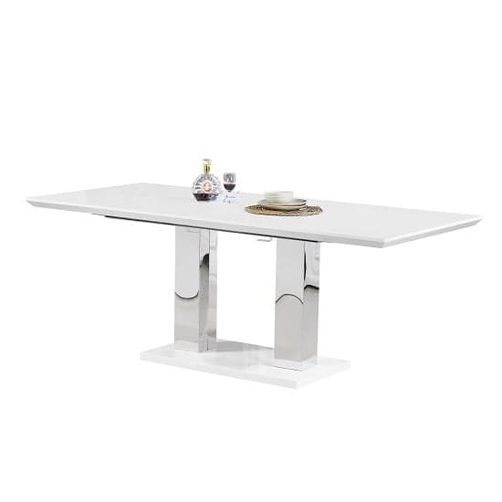 Montreal Large Extending High Gloss Dining Table In White