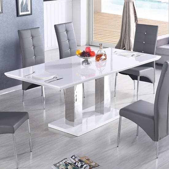Montreal Small Extending High Gloss Dining Table In White