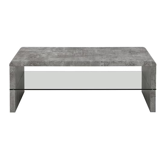 Monza Coffee Table In Concrete Effect With Glass Undershelf