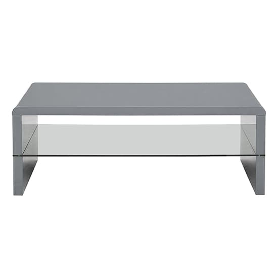 Monza High Gloss Coffee Table In Grey With Glass Undershelf