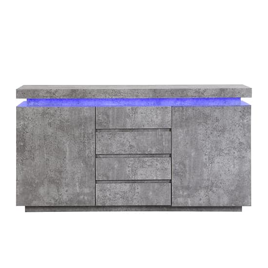 Odense Sideboard With 2 Door 4 Drawer In Concrete Effect And LED