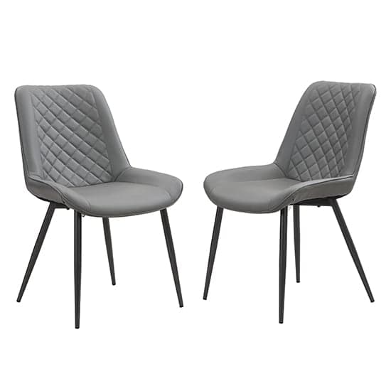 Ostend Grey Faux Leather Dining Chairs With Anthracite Legs In Pair