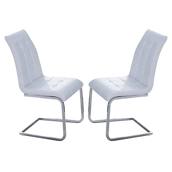 Paradise White Faux Leather Dining Chairs In Pair