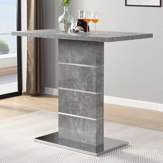 Parker Concrete Effect Bar Table With 4 Canyon Grey Stools