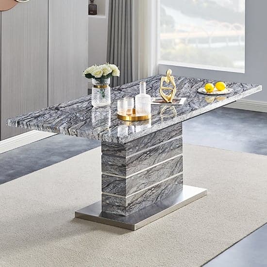 Parker Extendable Dining Table In Melange 6 Petersburg Grey Chairs