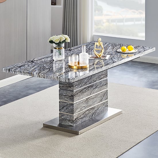 Parker Extendable Dining Table Large In Melange Marble Effect