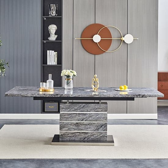 Parker Extendable Dining Table Large In Melange Marble Effect