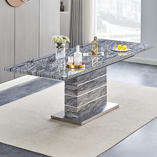 Parker Extendable Dining Table Large In Melange Marble Effect
