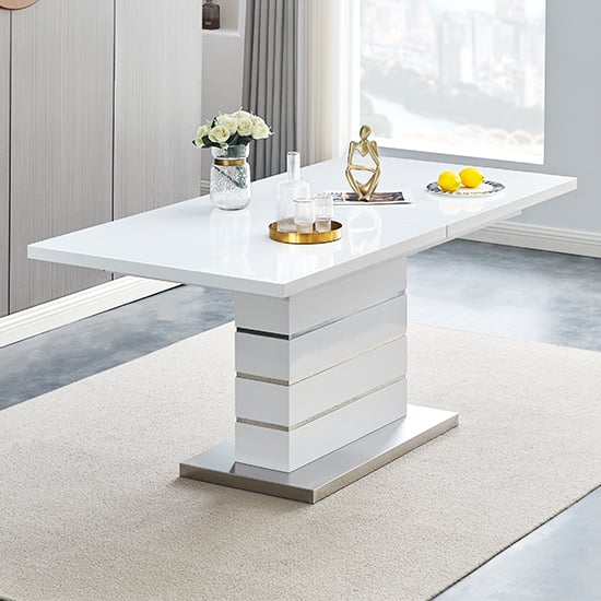 Parker Extendable High Gloss Dining Table Large In White