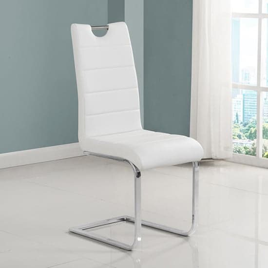 Parker Extendable Melange High Gloss Dining Table 6 White Chairs