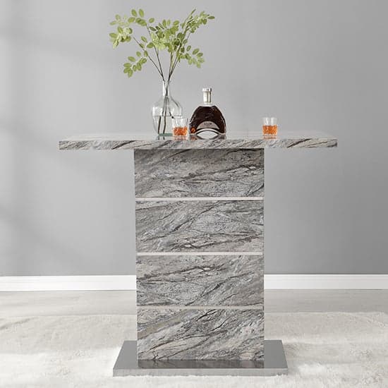 Parker High Gloss Bar Table Rectangular In Melange Marble Effect